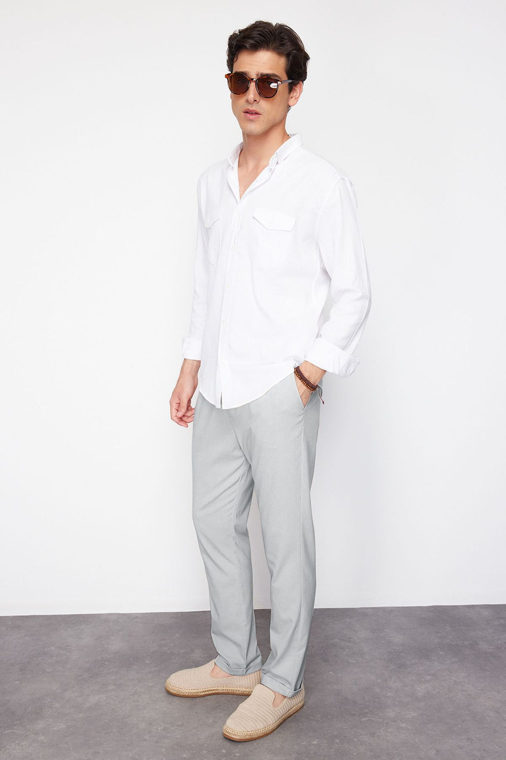 TRENDYOL MAN Siyah More Sustainable Beli Lastikli Slim Fit Duble Paca Kumas Pantolon TMNAW21PL0107 - Trendyolmilla фото 7