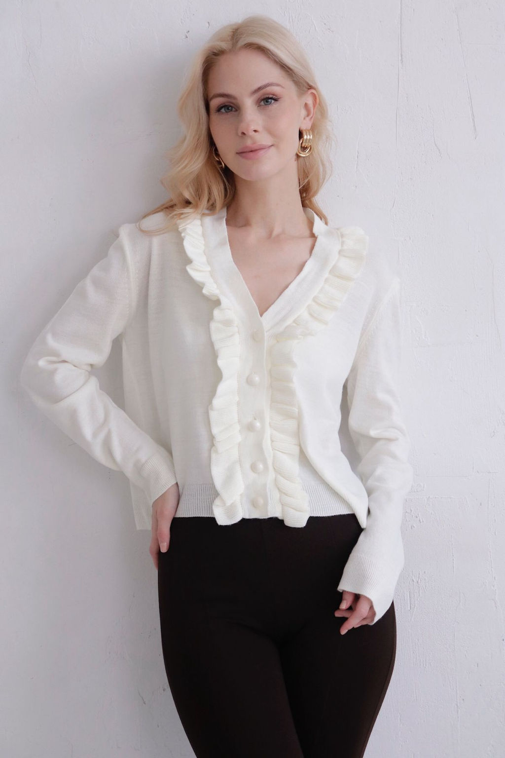 11496 Кардиган с рюшей молочный - Martichelli фото 2