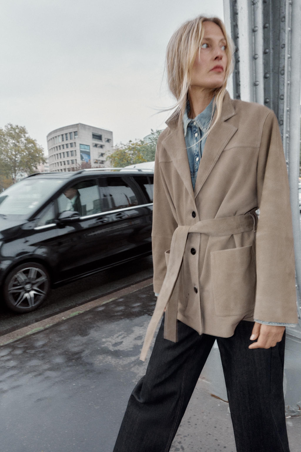 100% LEATHER JACKET WITH BELT - Zara фото 6