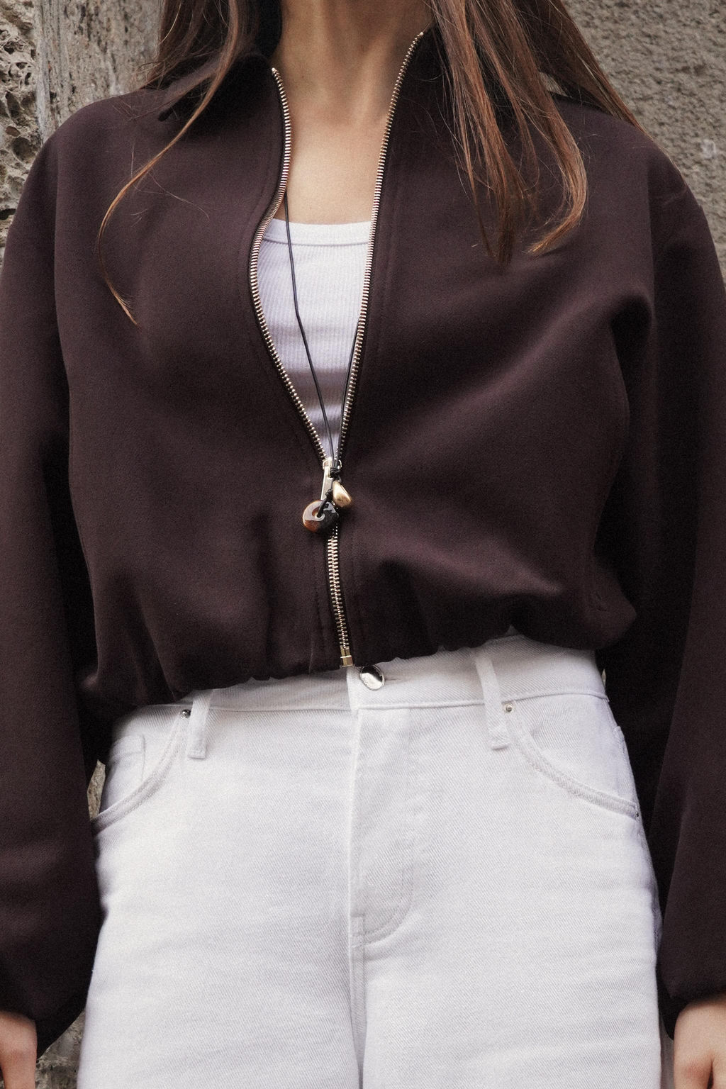 CHAQUETA GLOBO CREMALLERA / Marr?n - Zara фото 3