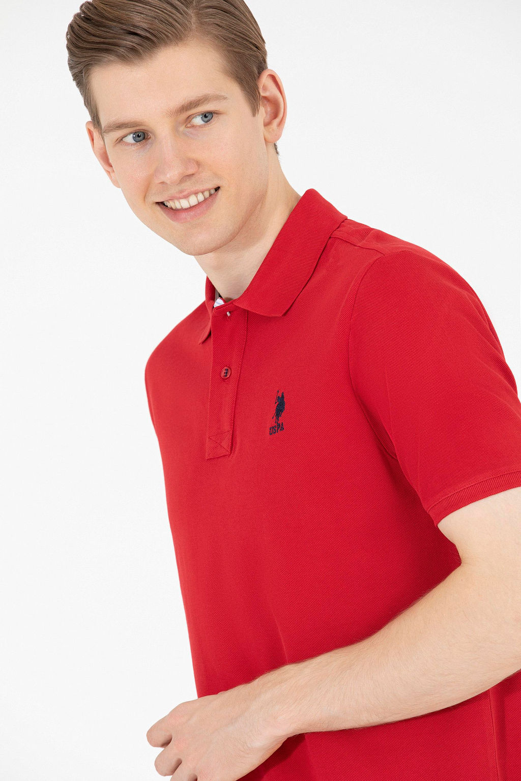 Мужская классическая красная футболка с воротником поло Basic - U.s. polo assn фото 15