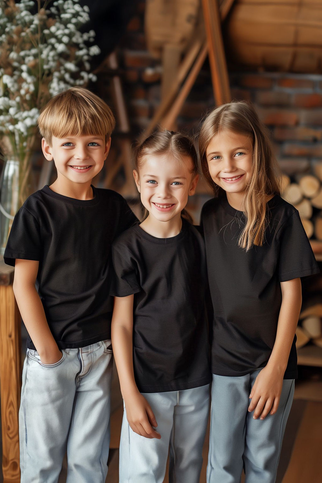 Beyaz 3lu Unisex Pamuklu Basic Regular Kal?p K?sa Kol Orme T-Shirt TKDSS24TS00019