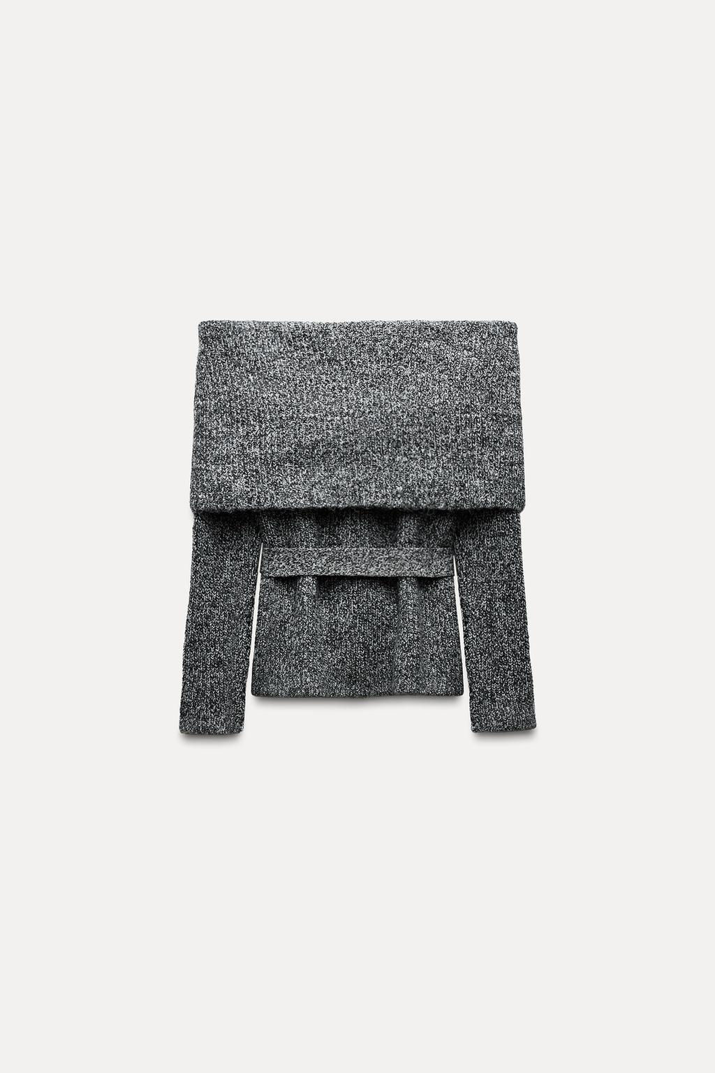 OFF-THE-SHOULDER KNIT SWEATER WITH BELT - Zara фото 6