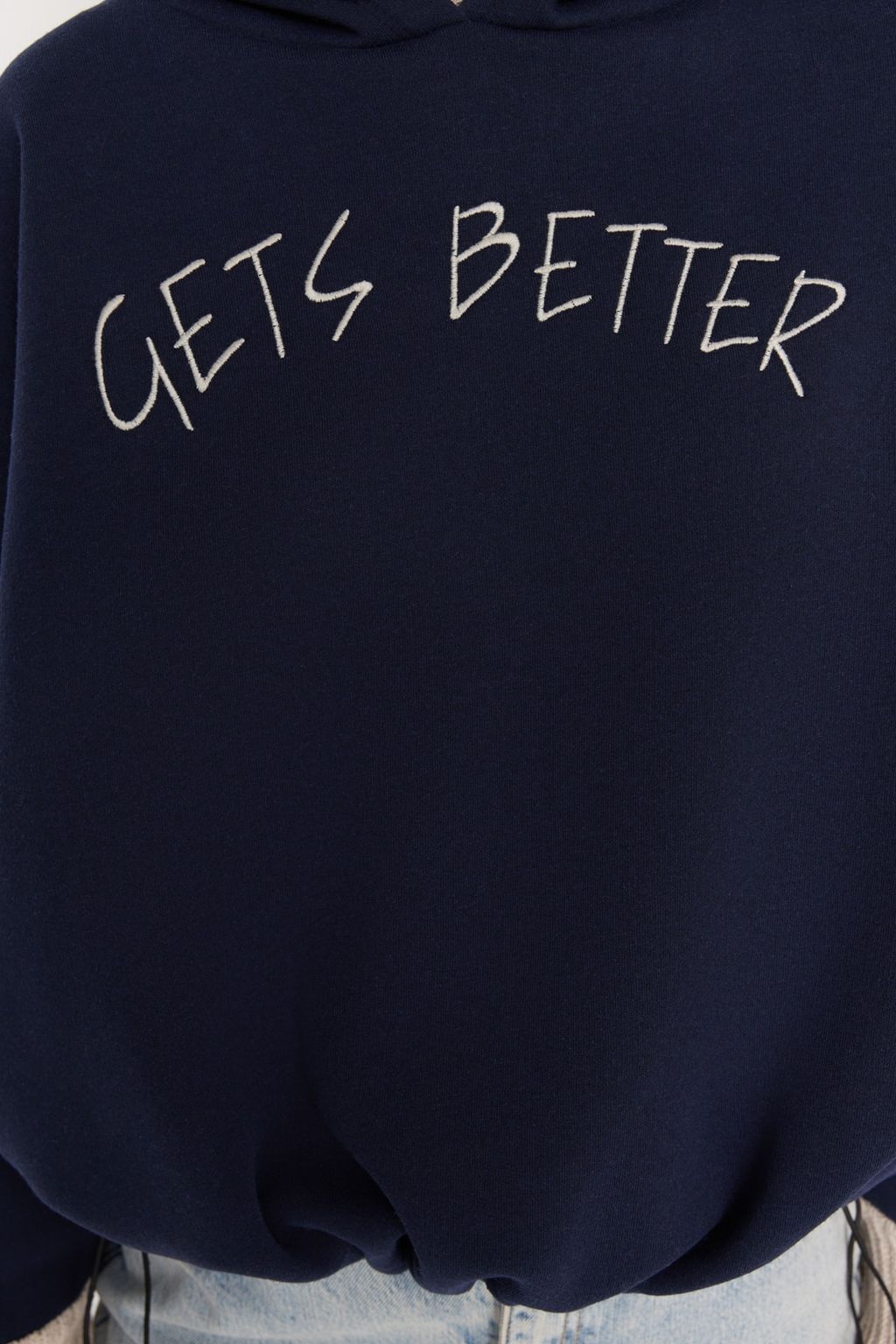 Lacivert Kal?n Ici Polarl? Triko Bant Detayl? Kapusonlu Orme Sweatshirt TWOAW22SW1806