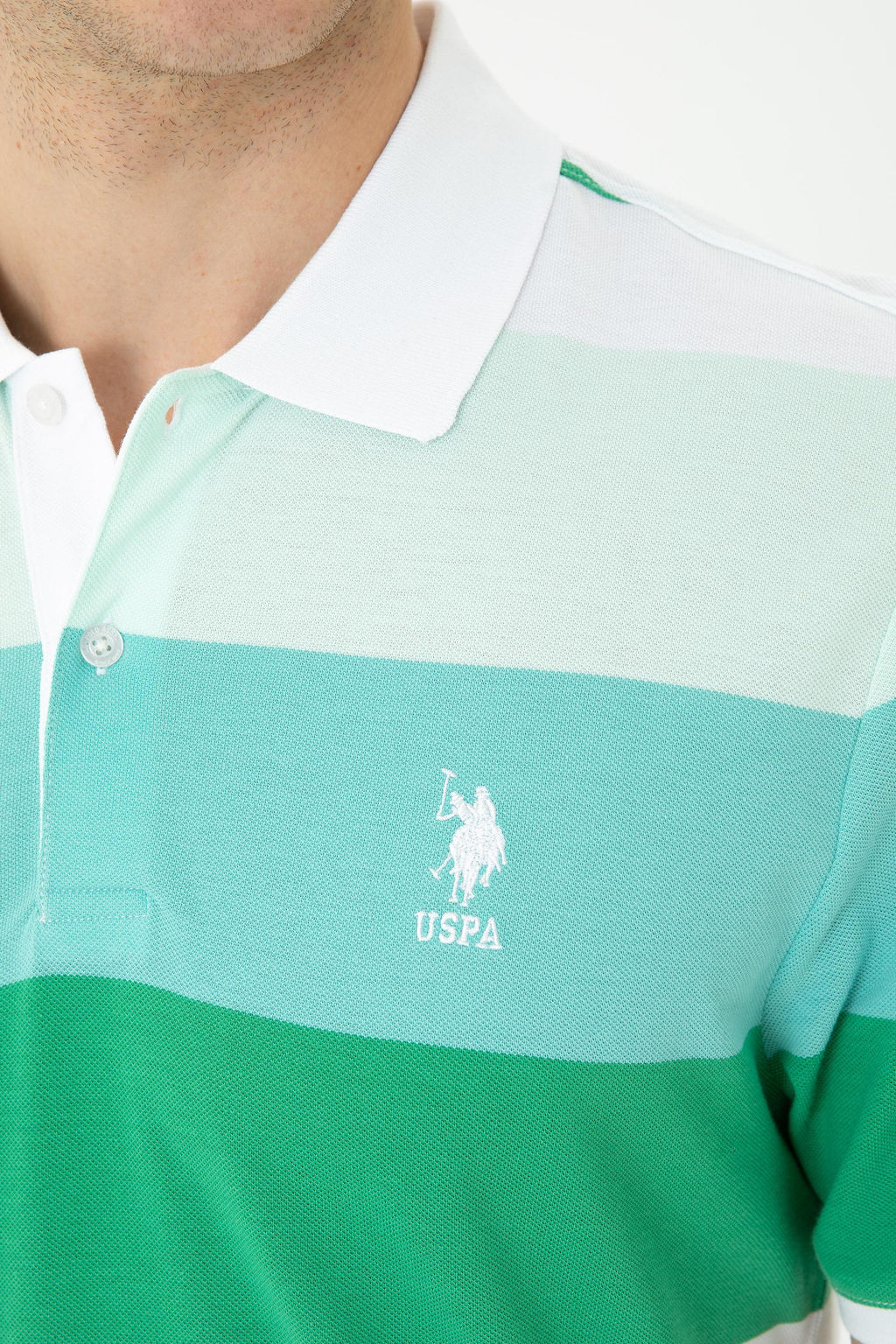 U. S. Polo Assn Мужская зеленая футболка с воротником-поло - U.s. polo assn фото 21