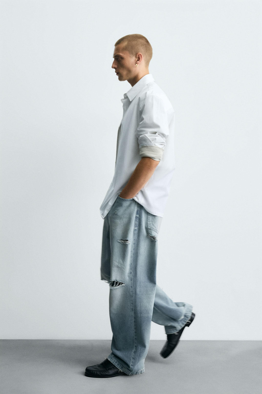 RIPPED BAGGY FIT JEANS - Zara фото 7