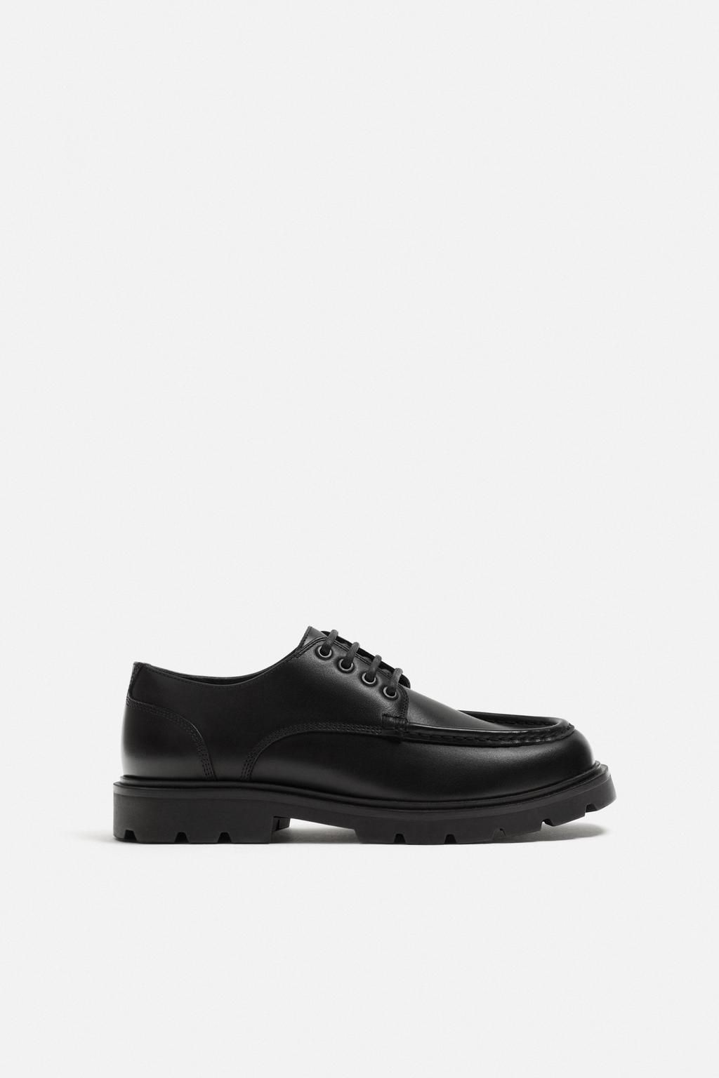 LEATHER SHOES WITH MOC TOE - Zara фото 5