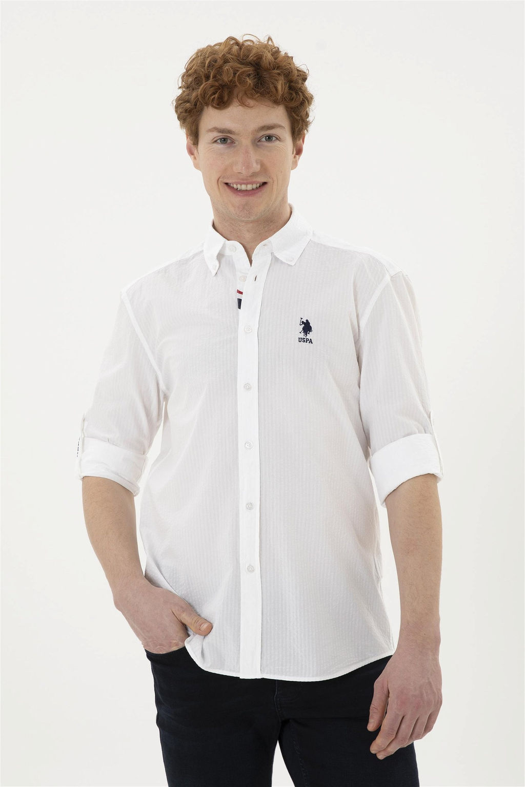 Мужская белая рубашка с длинным рукавом - U.s. polo assn фото 3