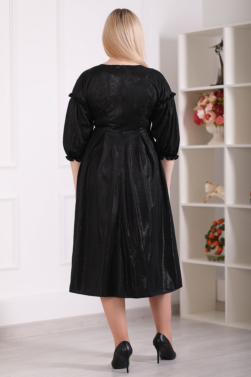 Платье с блеском нарядное черное - Almond фото 5