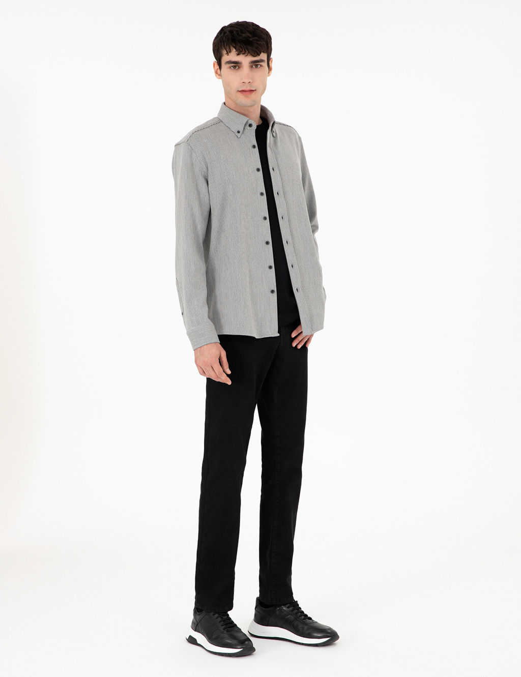 Gri _izgili Regular Fit Uzun Kollu G_mlek - Pierre cardin фото 4