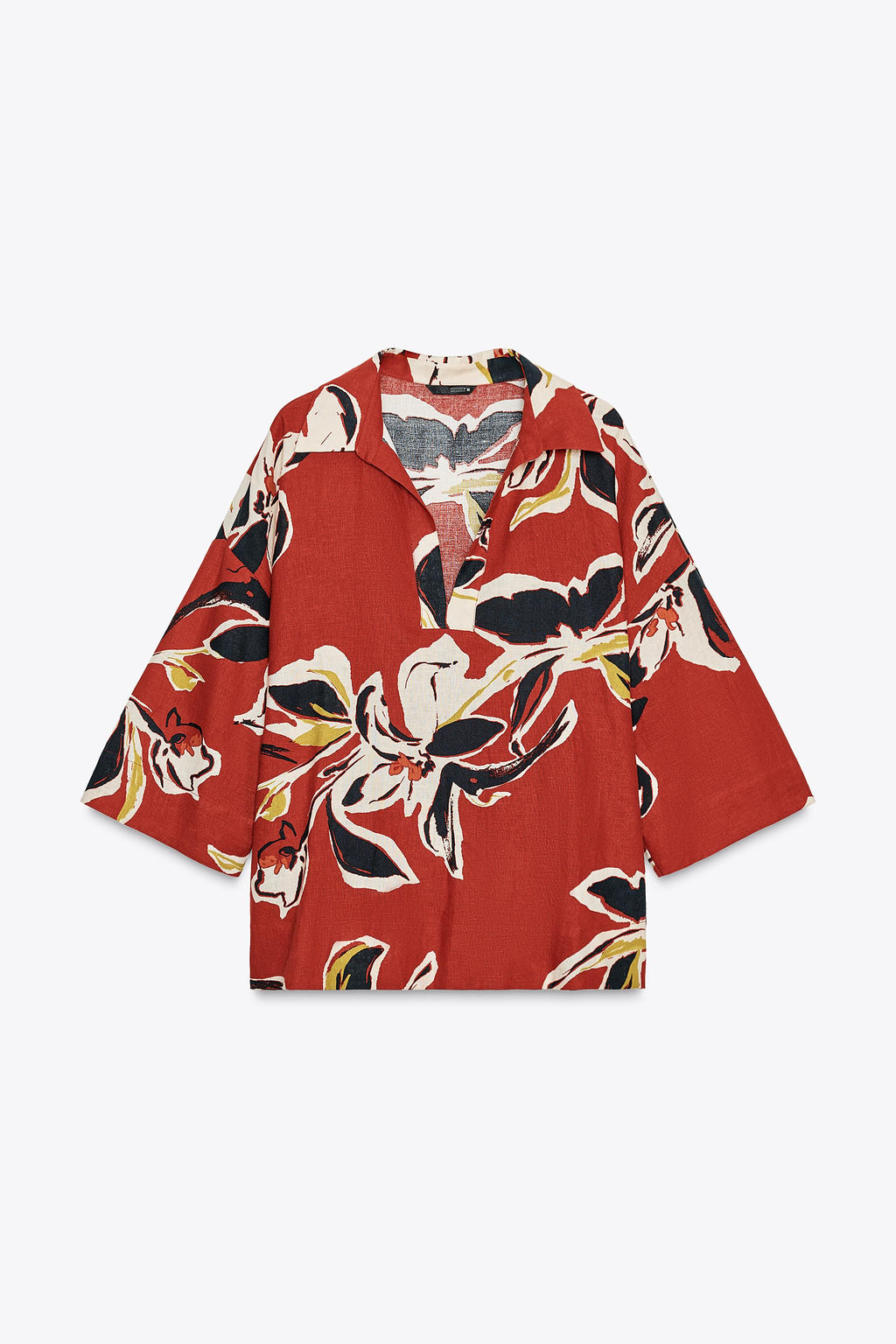 FLORAL PRINT LINEN BLEND SHIRT