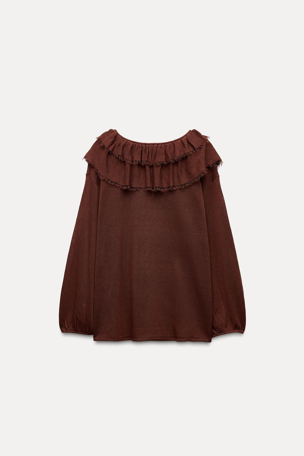 RUFFLED KNIT BLOUSE - Zara фото 6