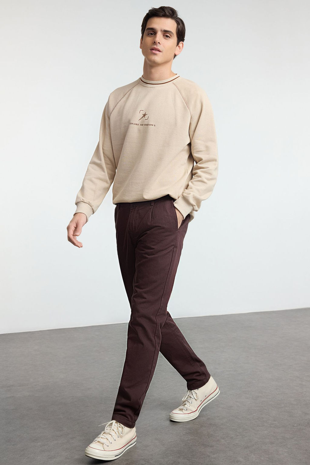 TRENDYOL MAN Vizon %100 Pamuk Pili Detayl? Beli Lastikli Chino Pantolon TMNAW25PL00010 - Trendyolmilla фото 11