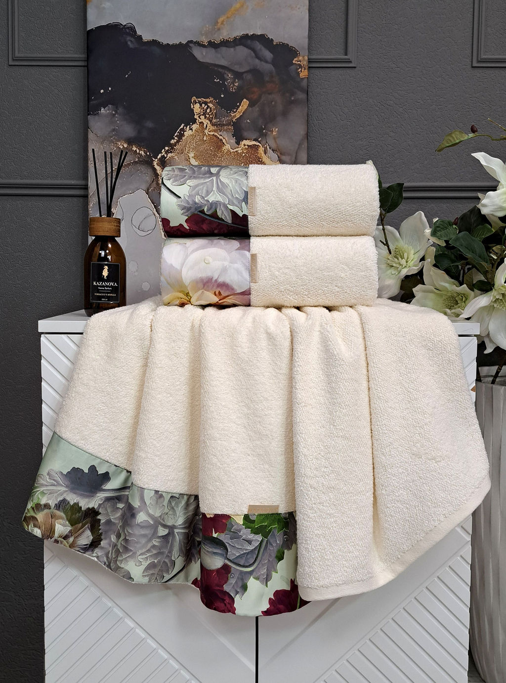 Полотенце Adora Фрезия мята (молоко) 50х90см