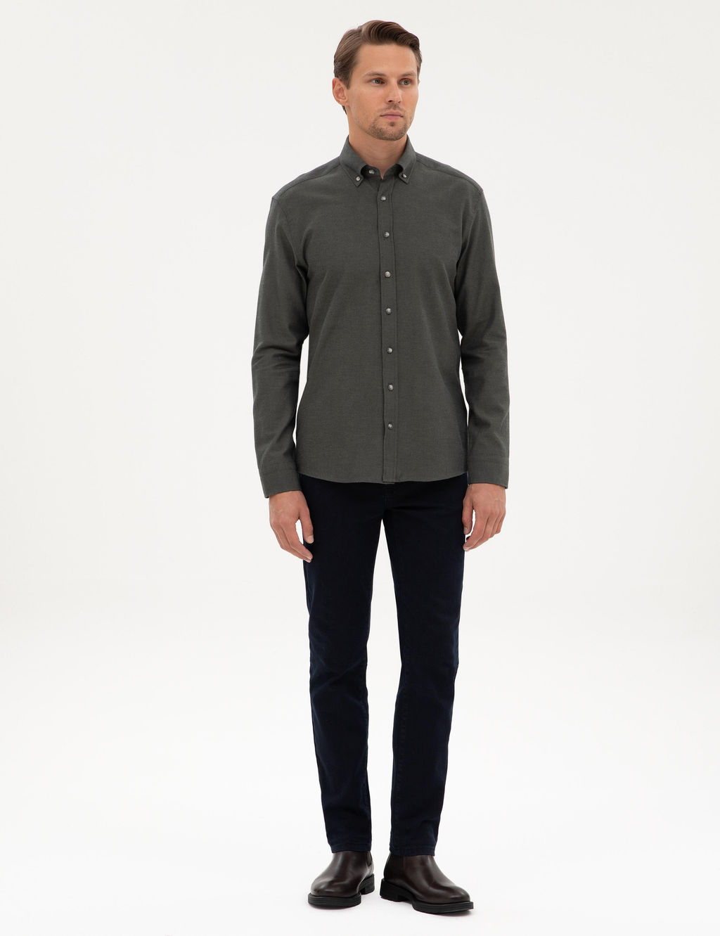 Koyu Haki Regular Fit Uzun Kollu G_mlek - Pierre cardin фото 4
