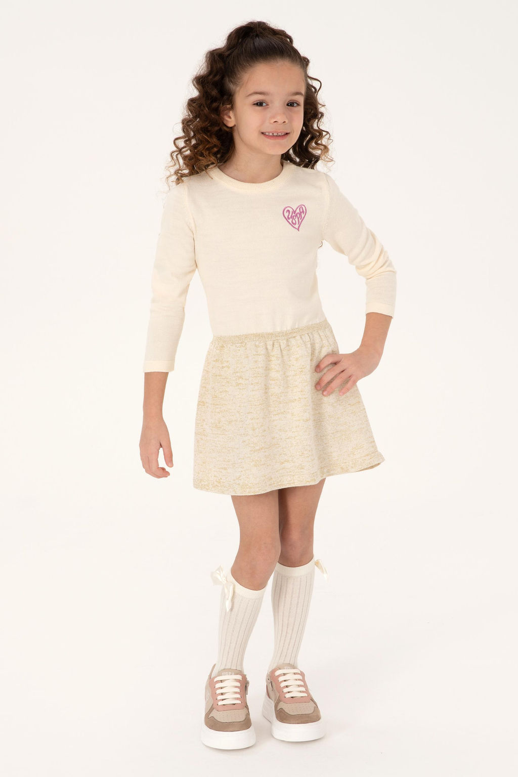 K_z _ocuk Krem Melanj Triko Elbise - U.s. polo assn фото 2