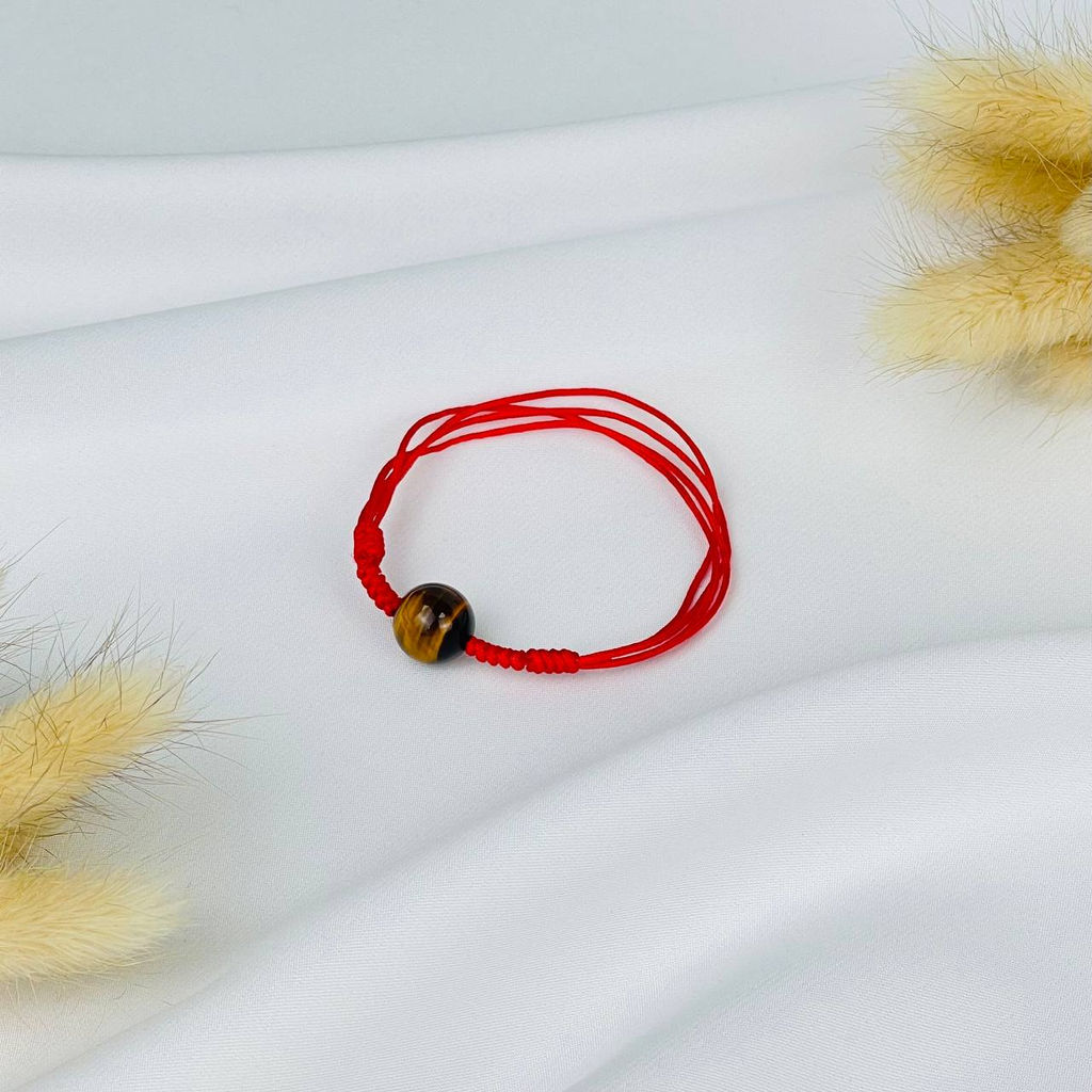 Защитный браслет Красная нить с Тигровым глазом от 16 см - Радуга самоцветов фото 2