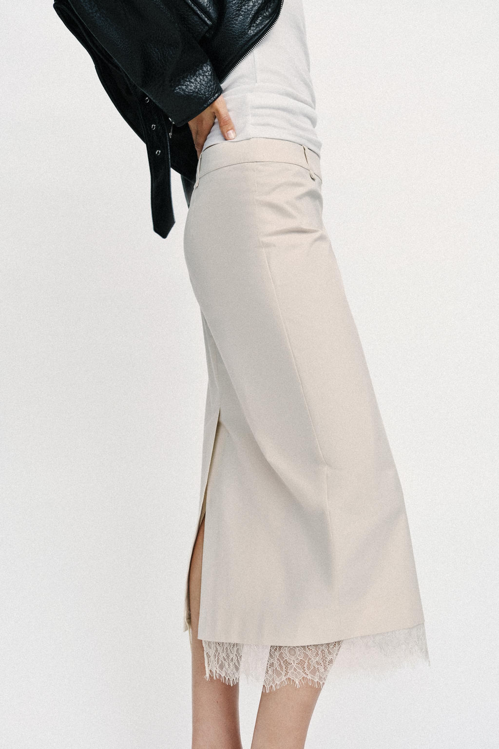FALDA MIDI ENCAJE / Hueso - Zara фото 5