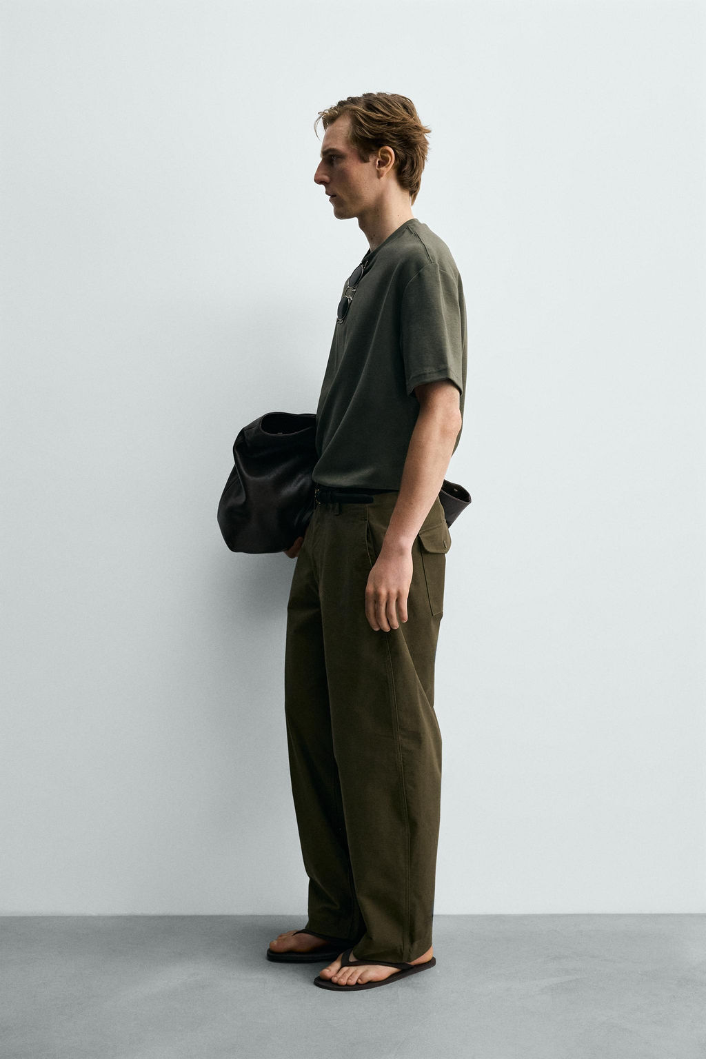 CAMISETA RELAXED FIT INTERLOCK /04 / Khaki oscuro - Zara фото 4