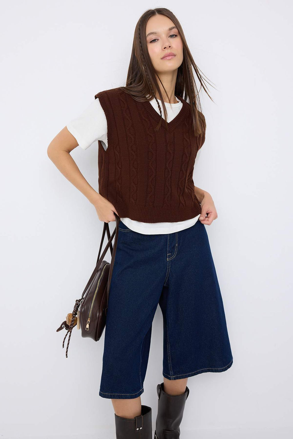 Teen Lacivert 2li T-Shirtlu Sac Orgu Triko Kazak TWOAW26KZ00131 - Trendyolmilla фото 9