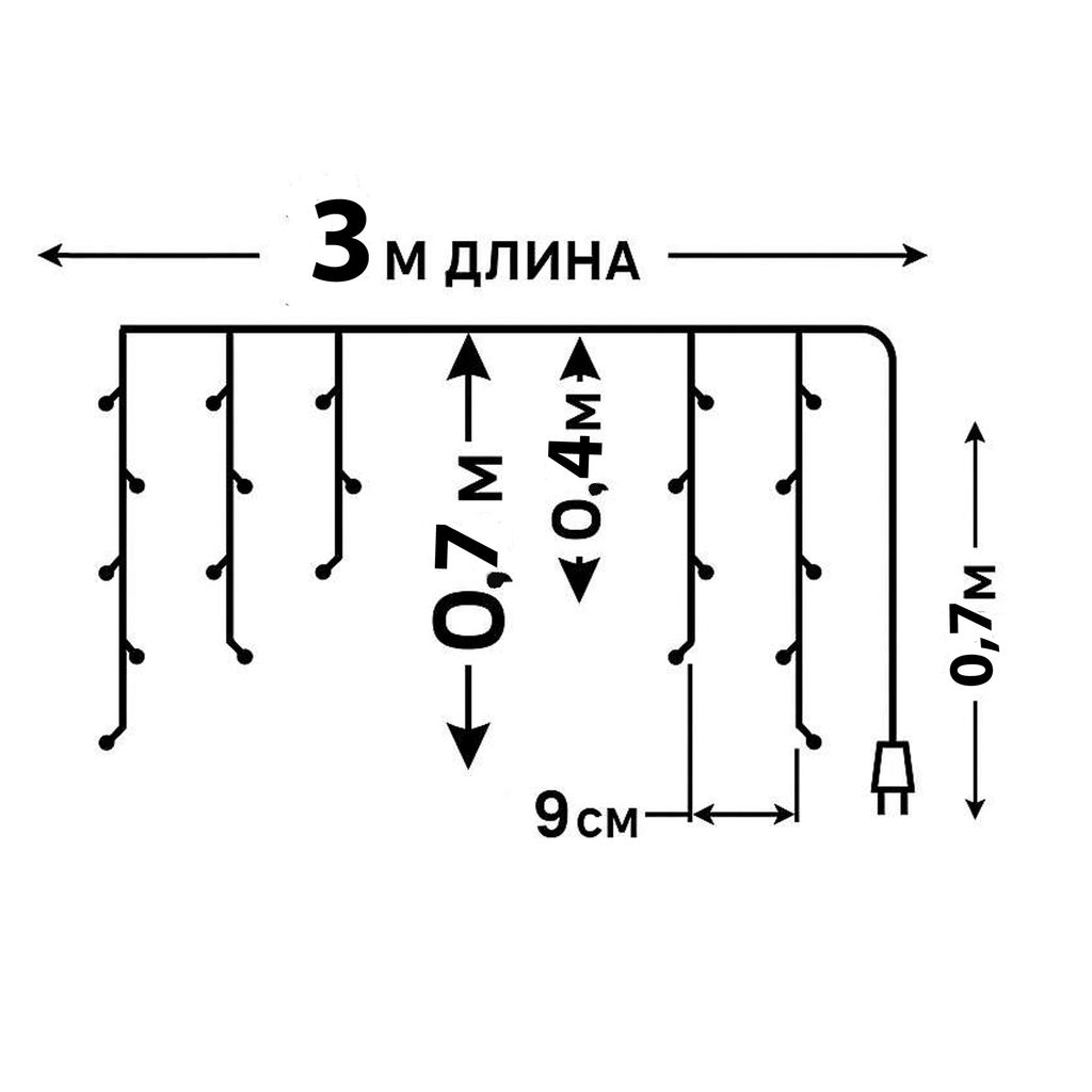 ULD-B3010-200/DTA MULTI IP20 Бахрома светодиодная с контроллером, 3 м. 200 светодиодов. Разноцветный свет. Провод прозрачный. TM Uniel. - Volpe фото 11
