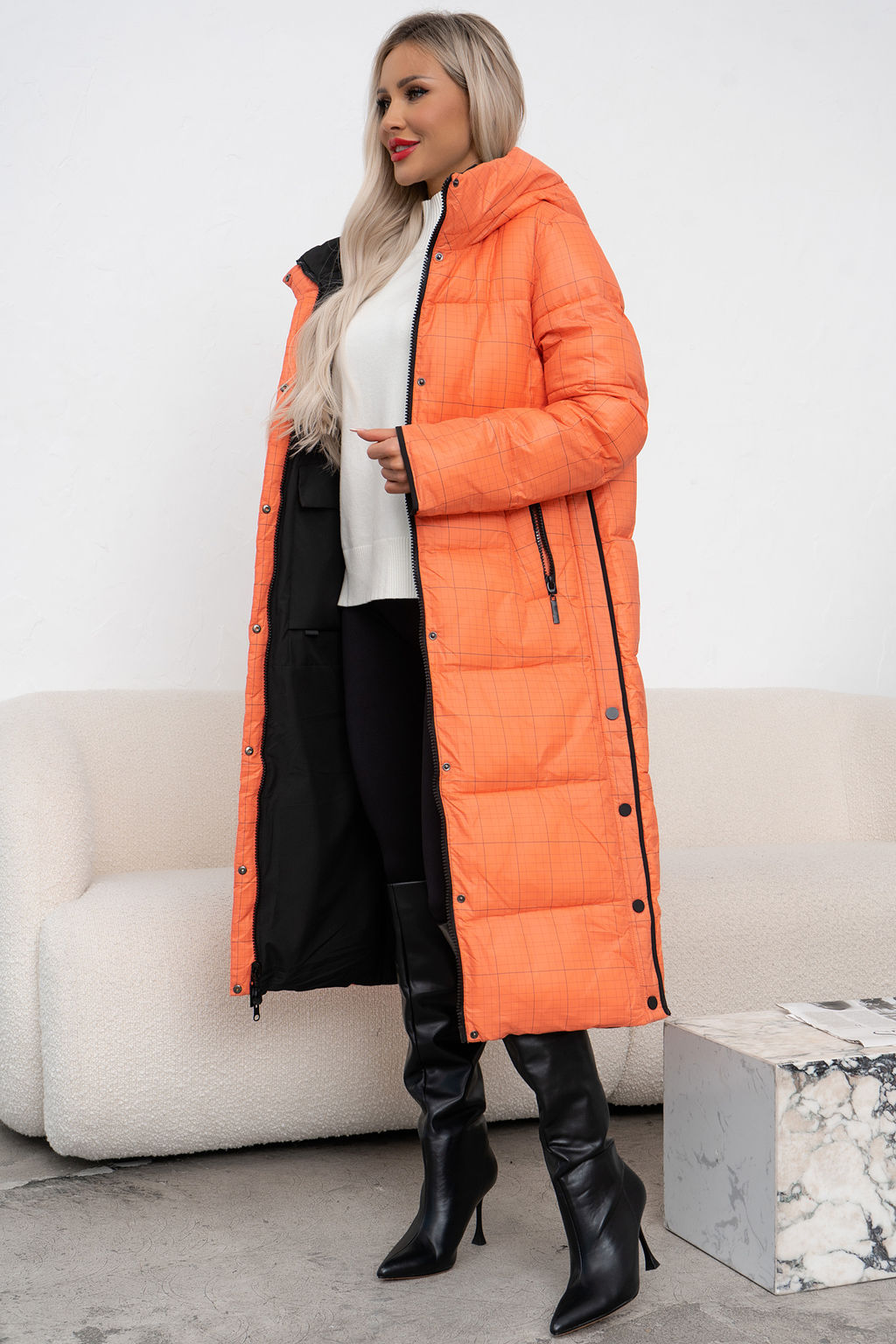 Пальто (черный/оранжевый) Пх11-1/2 - Николь фото 4