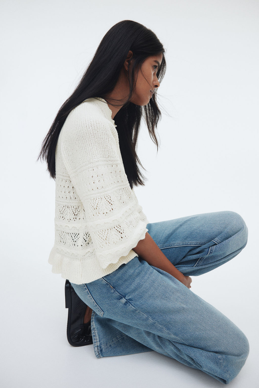 Jersey en punto pointelle con ribetes de volante - H&m фото 5