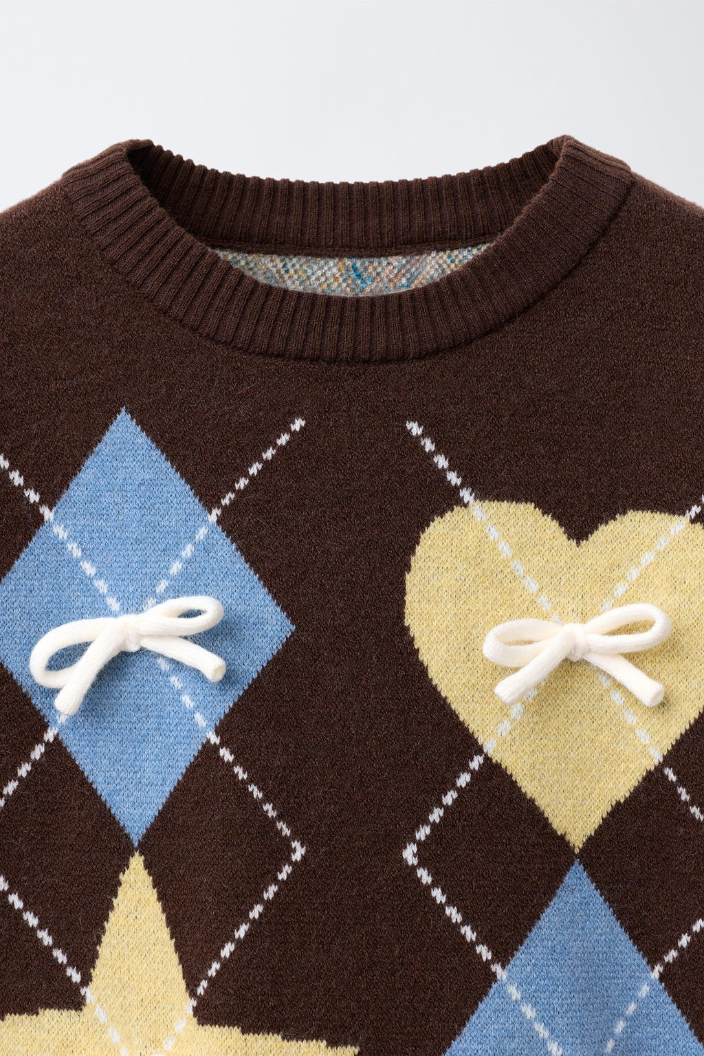 ARGYLE KNIT SWEATER WITH BOWS - Zara фото 3