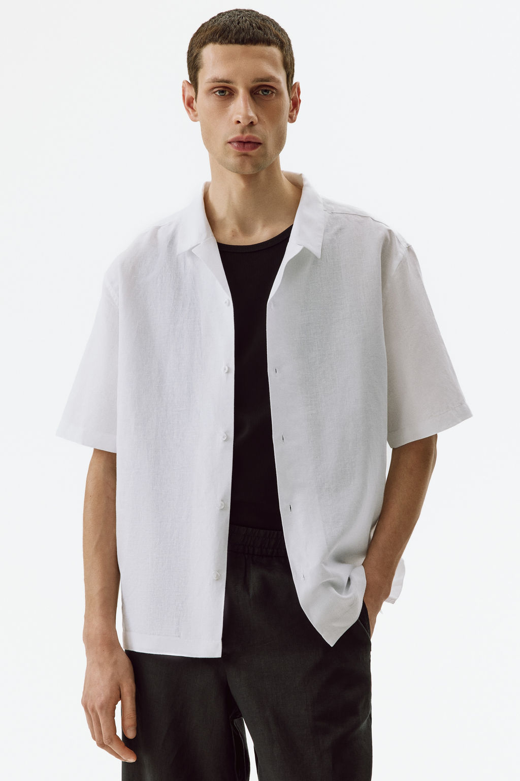 Camisa resort en mezcla de lino Relaxed Fit - H&m фото 8