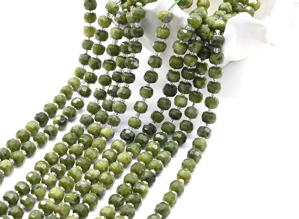 Бусины из нефрита рондель граненый 8*6мм, 37см, 46 бусин Радуга камня