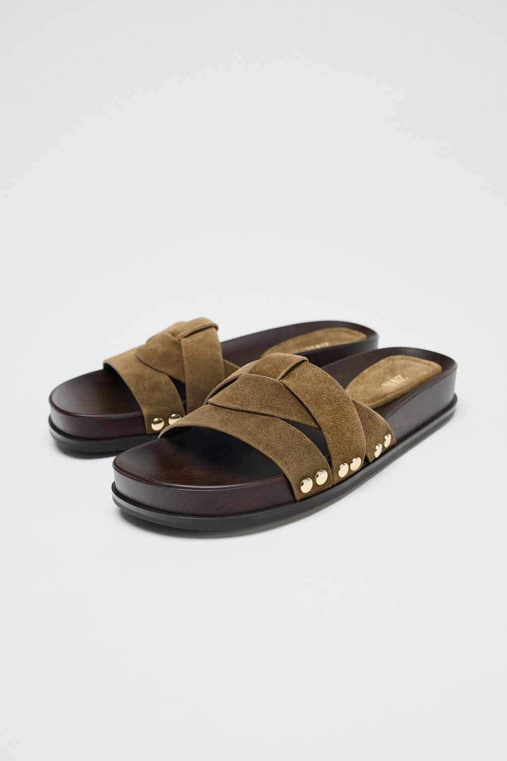 LEATHER SLIDER SANDALS - Zara фото 5