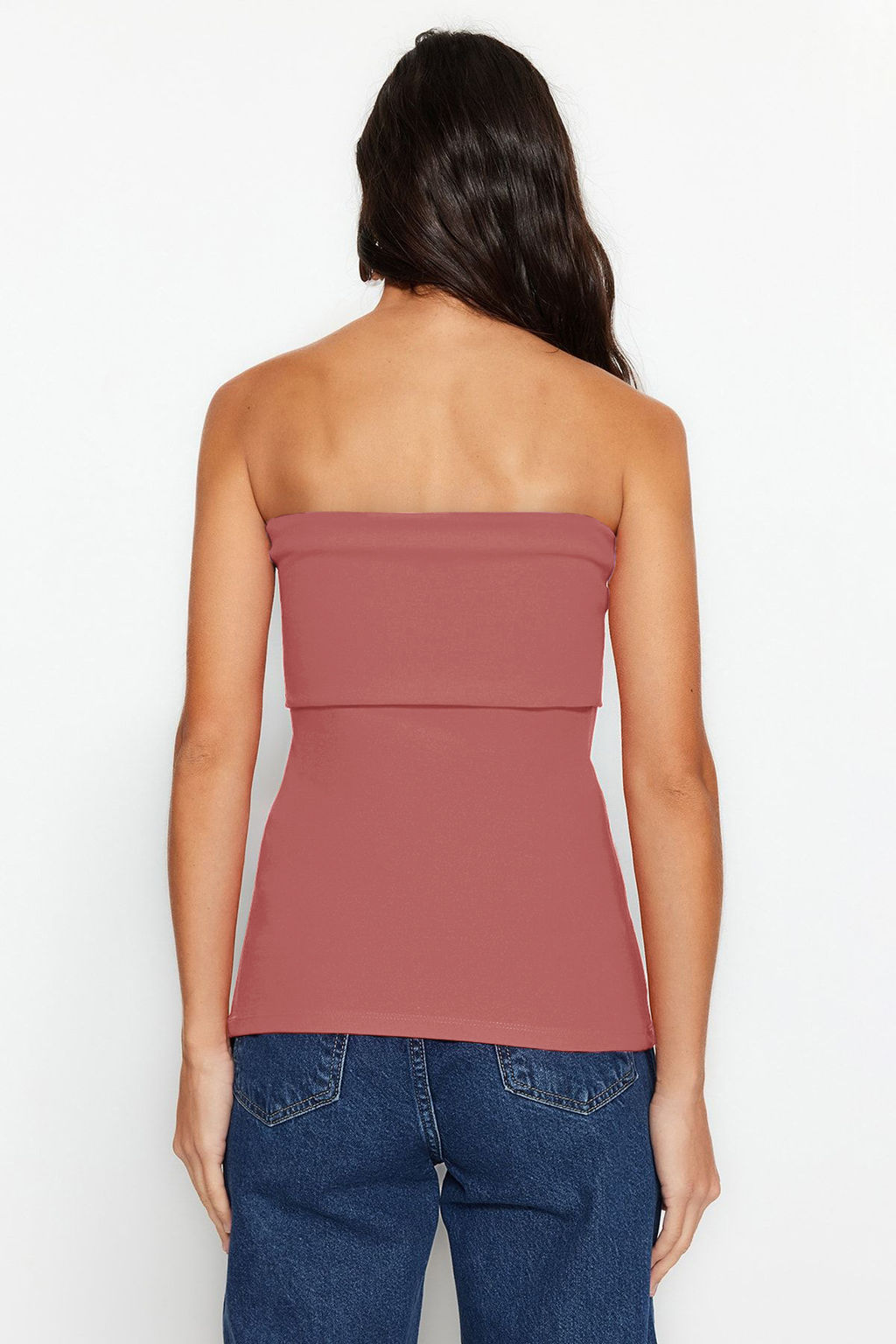 Trendyolmilla Beyaz Straplez Yaka Yandan Fermuarl? Krep Orme Bluz TWOSS23BZ00928  фото 35