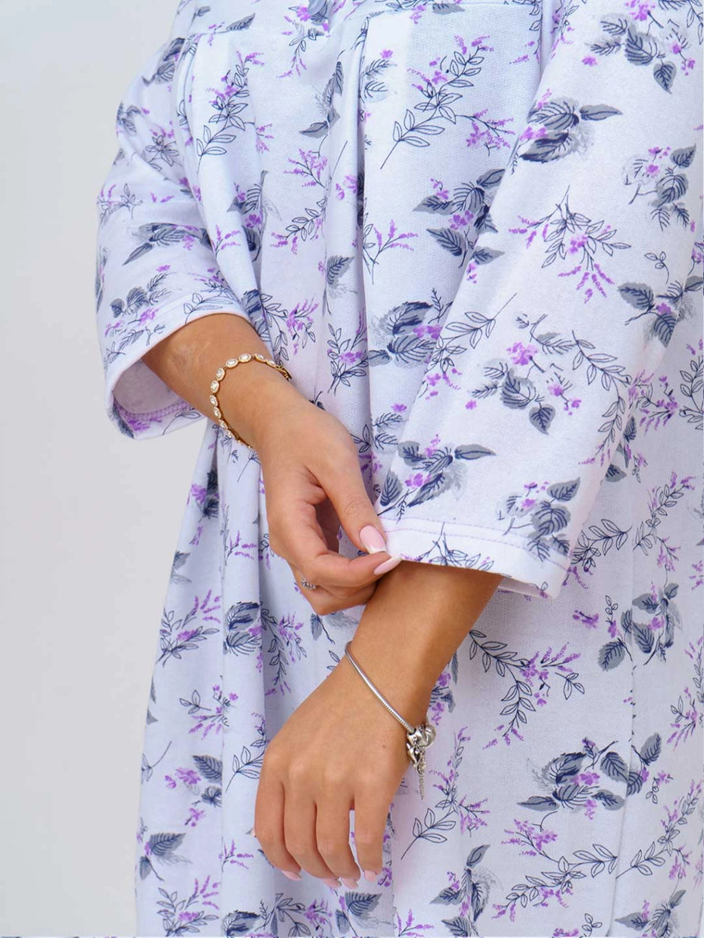 Ночная сорочка женская, цвет белый фиолетовый