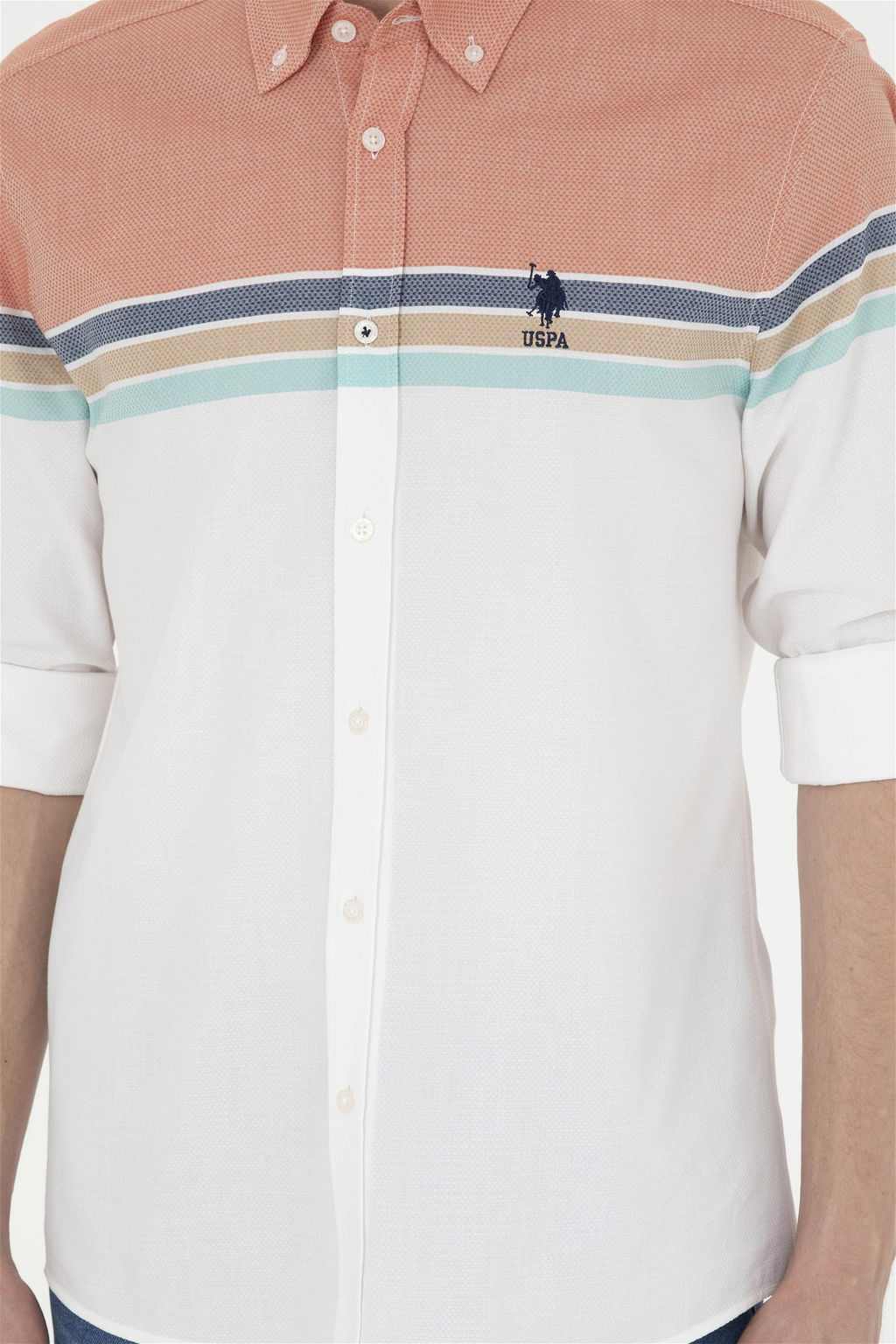 Мужская рубашка с длинным рукавом кирпичного цвета Неожиданная скидка в корзине - U.s. polo assn фото 6