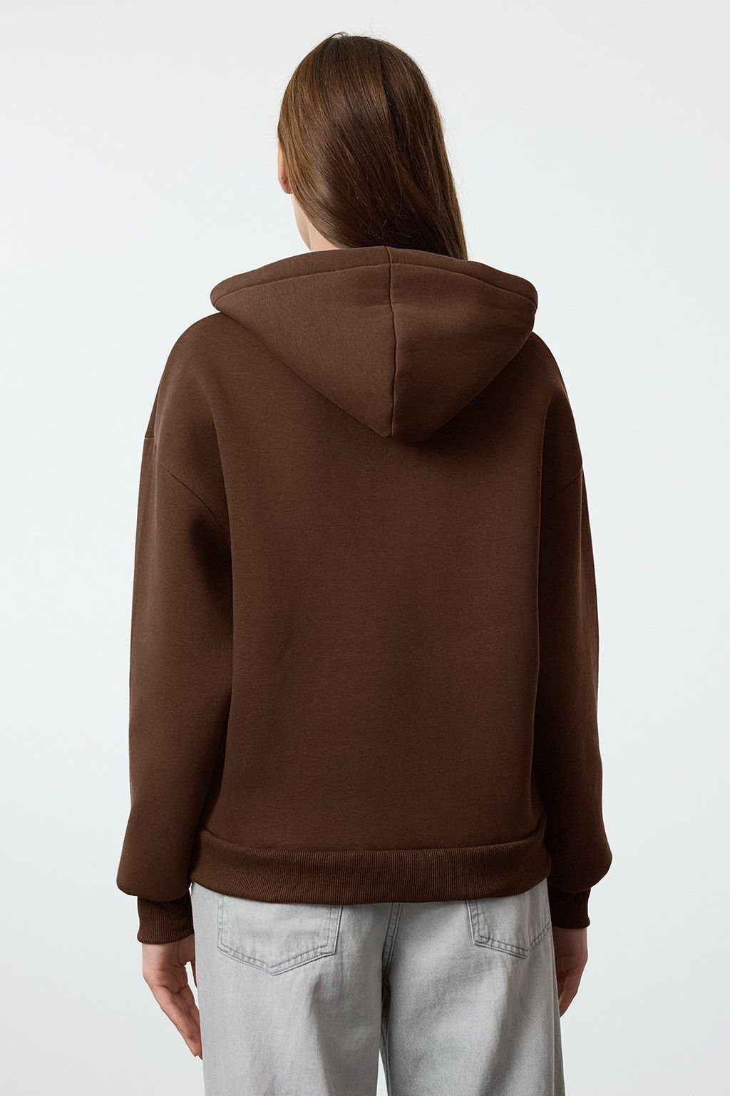 Kahverengi Relaxed/Rahat Kal?p Kal?n Ici Polarl? Orme Sweatshirt TWOAW25SW00137