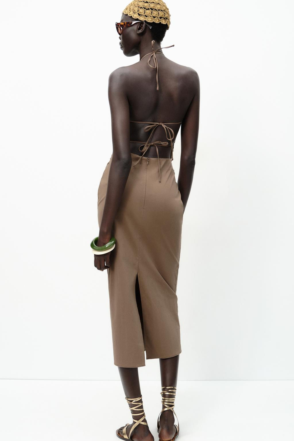 HALTER MIDI DRESS WITH DETAIL - Zara фото 7