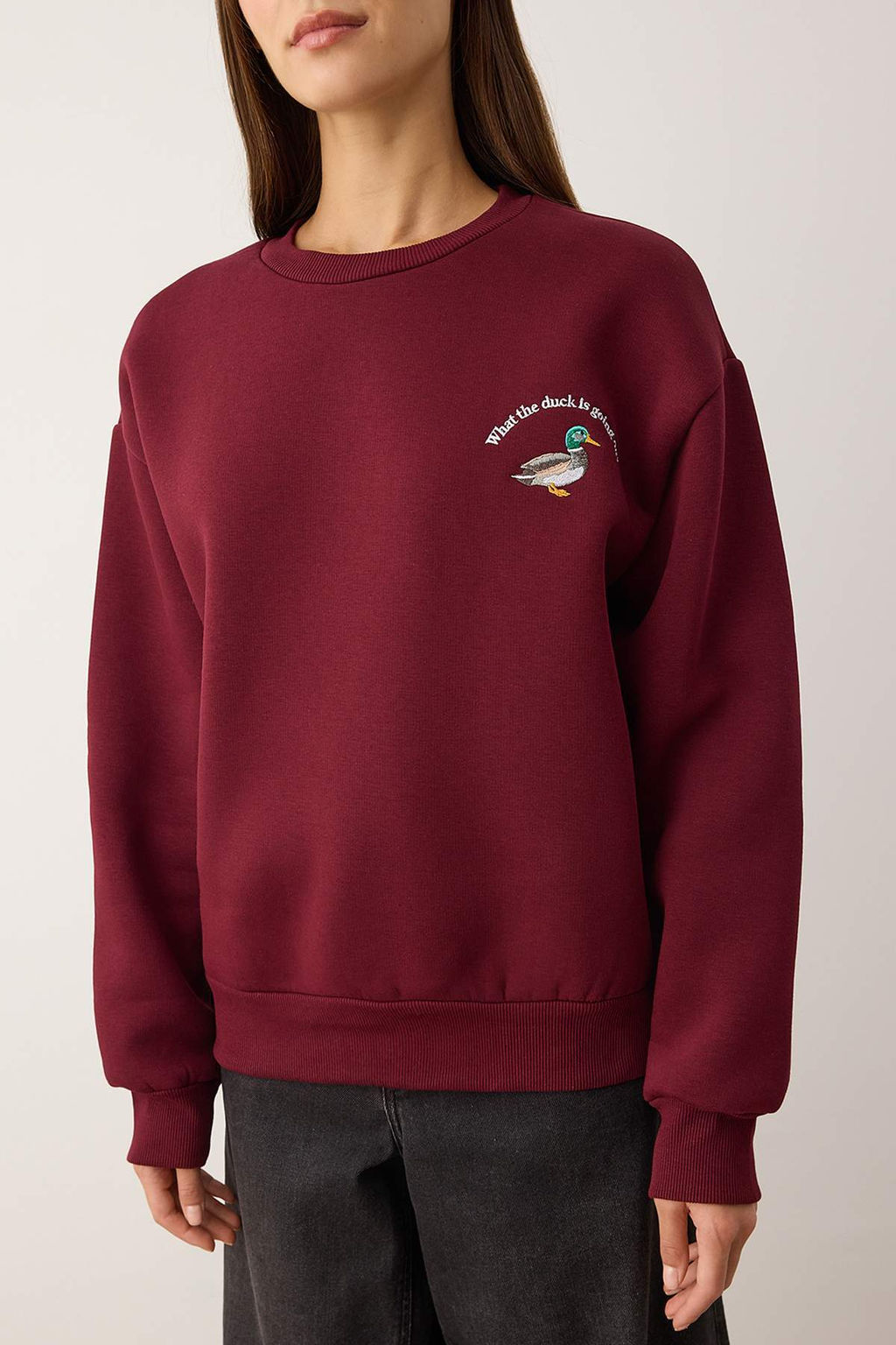 TRENDYOLMILLA Tas Animal Nak?sl? Regular/Normal Kal?p Kal?n Ici Polarl? Orme Sweatshirt TWOAW24SW00196 фото 15