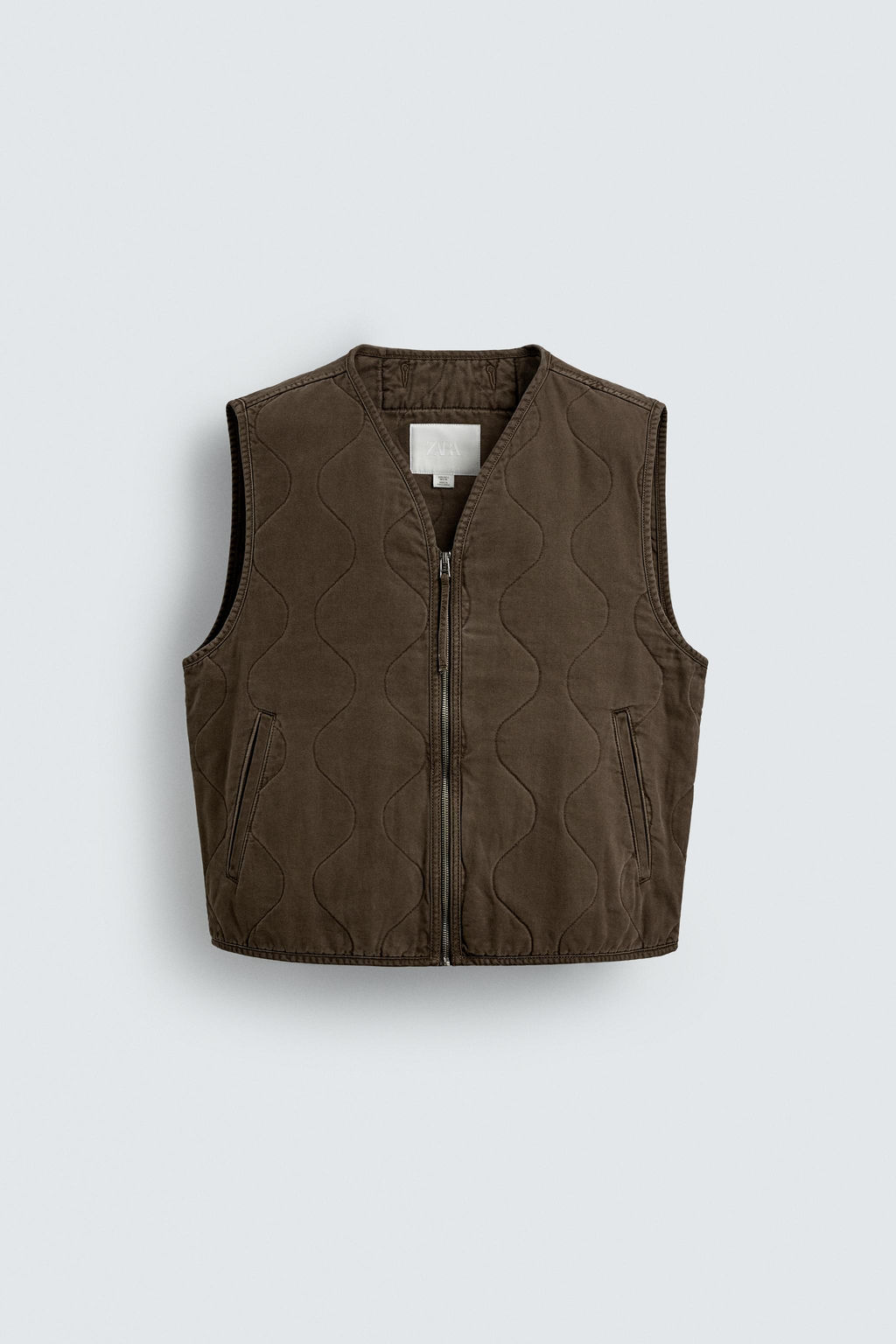 QUILTED GILET WITH TOPSTITCHING - Zara фото 7