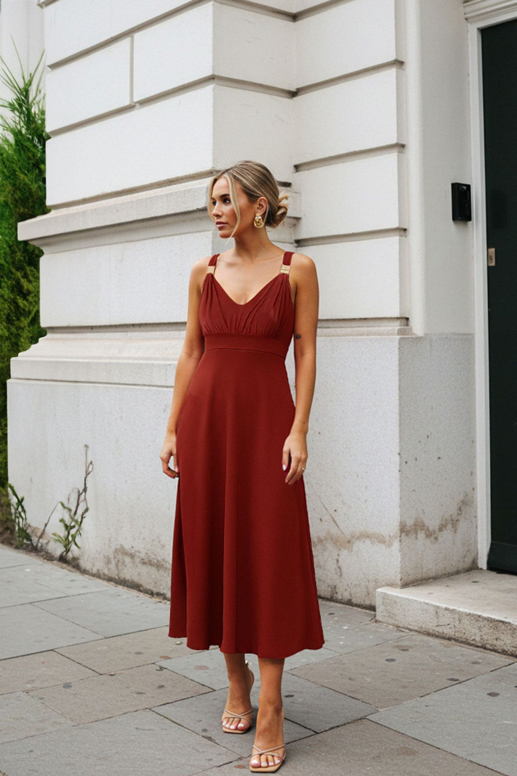 TRENDYOLMILLA Siyah Duz Maxi Aksesuar Detayl? Y?rtmacl? Buzgulu Vucuda Oturan Esnek Orme Elbise TWOSS25EL00091