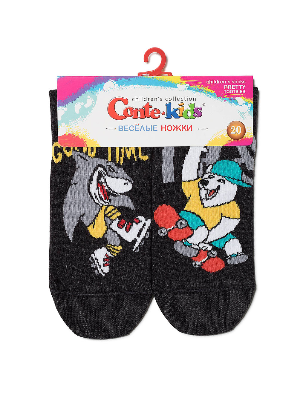 Цена за 2 пары Conte-kids Хлопковые носки "Веселые ножки" черный
