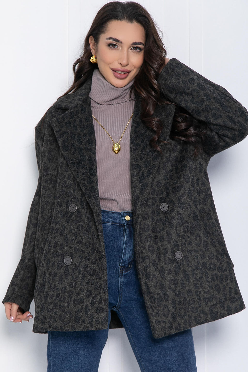 Пальто Я в теме (серый/лео) Б12632-7 - Lt collection фото 5