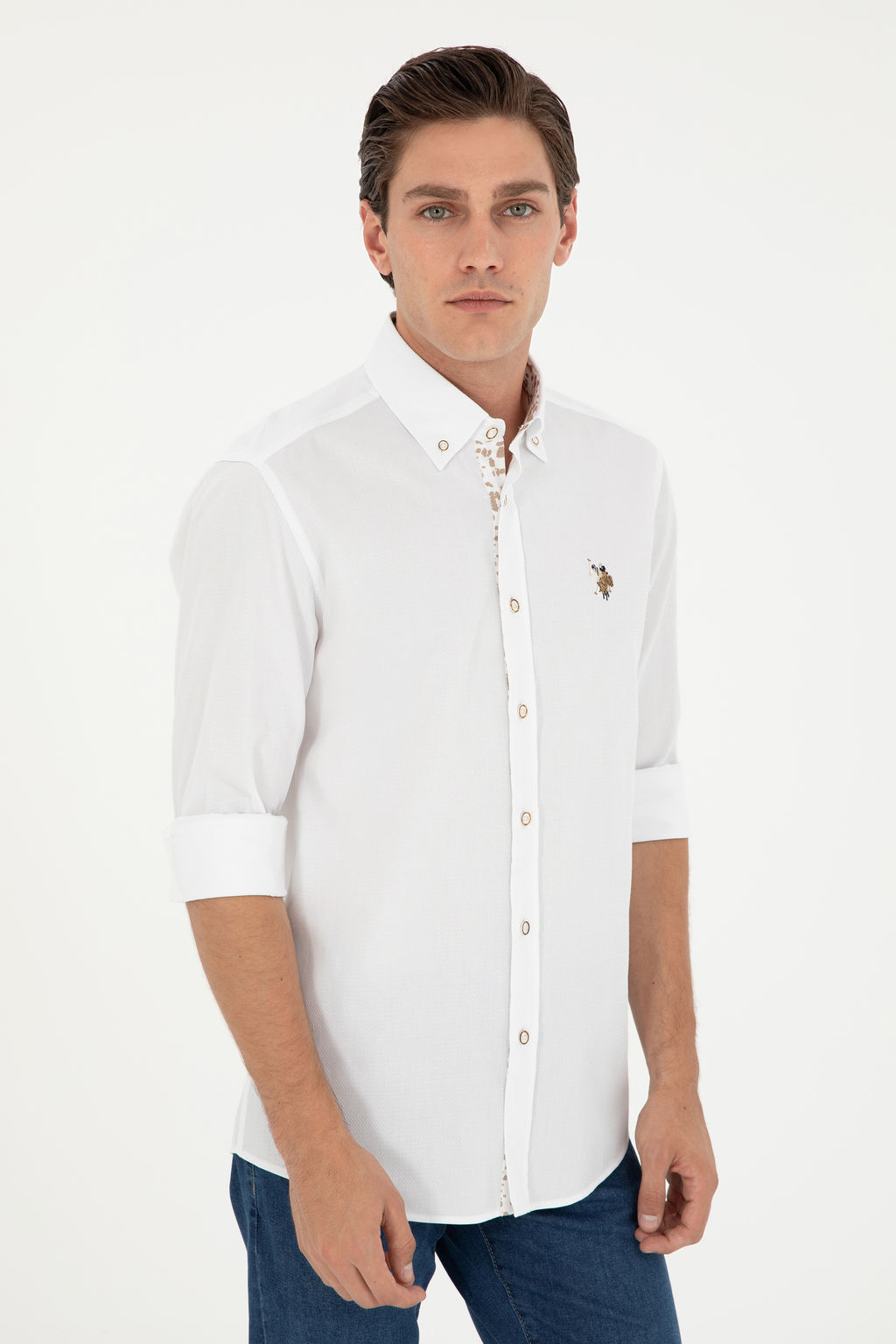 Мужская белая рубашка с длинным рукавом - U.s. polo assn фото 8