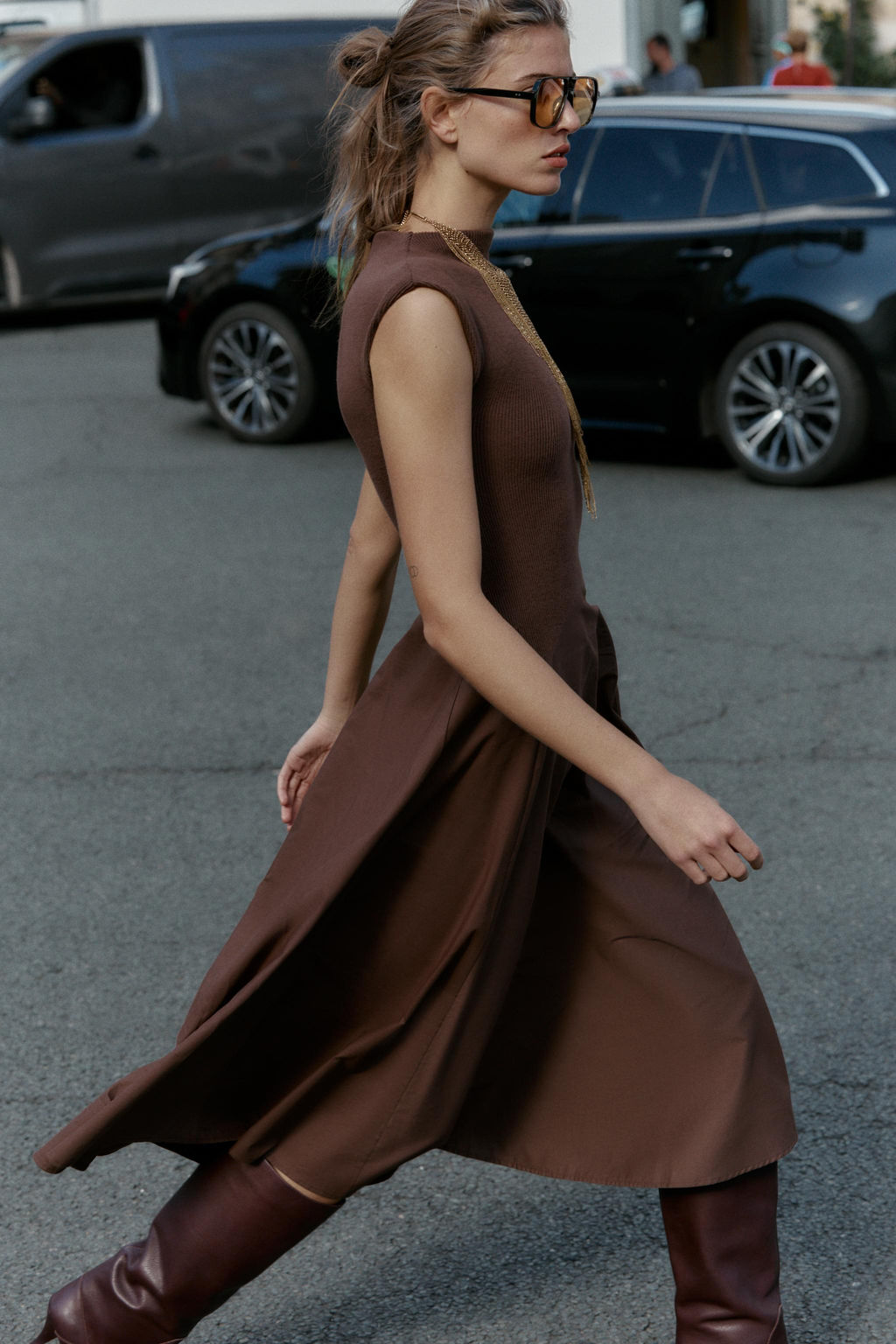 SOFT FABRIC DRESS WITH CONTRAST DESIGN - Zara фото 3