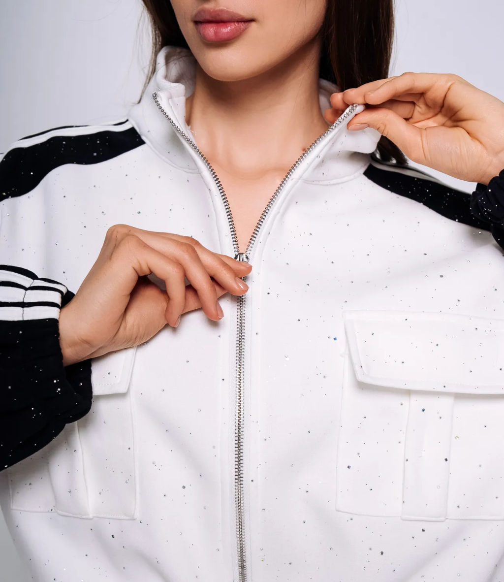 Спортивный костюм #КТ388-1, белый,чёрный