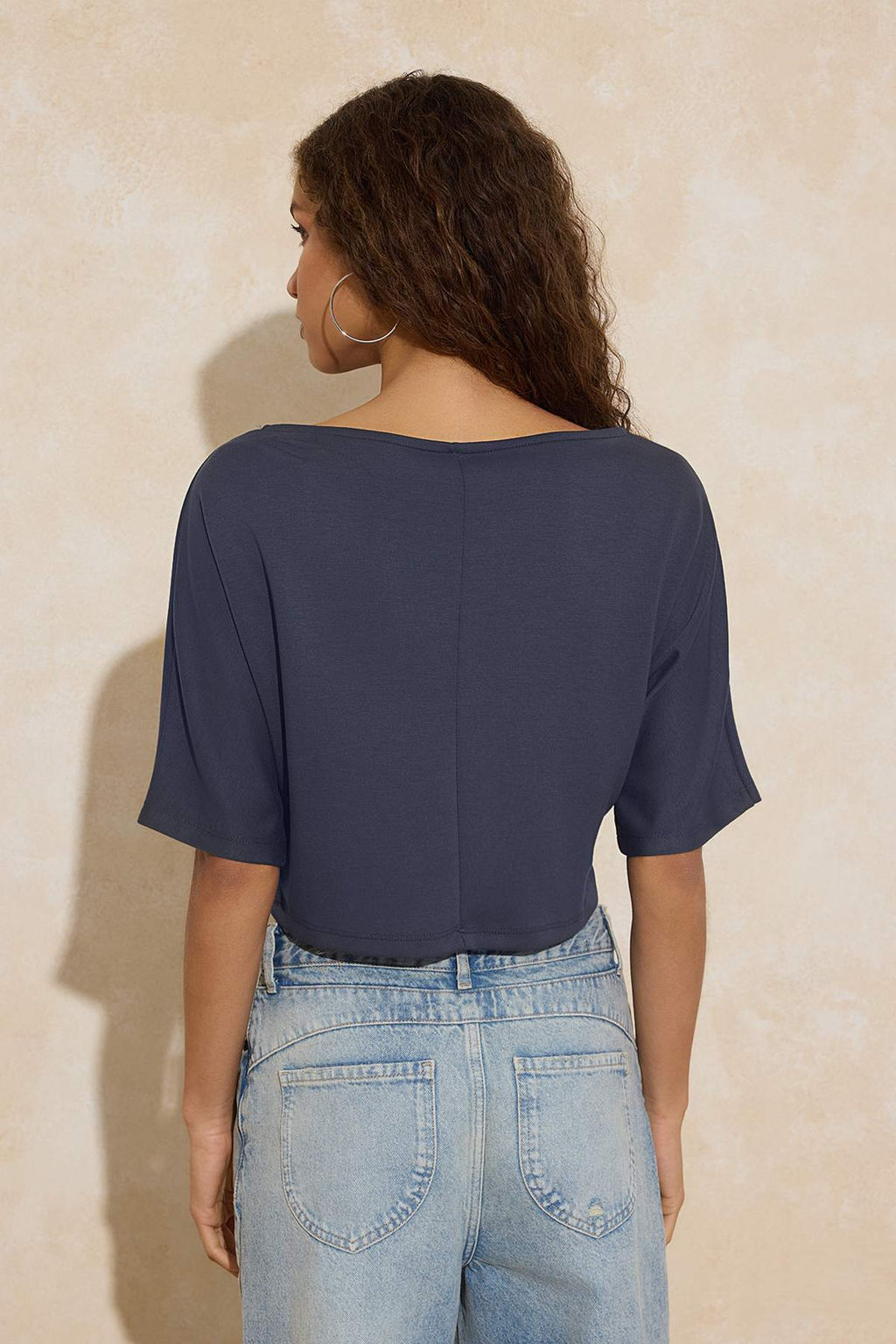 Antrasit Relaxed Kay?k Yaka Yarasa Kol Truvakar Crop Soft Touch Orme Bluz TWOSS26BZ00059