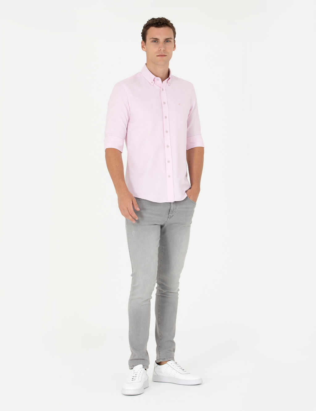 Pembe Slim Fit Uzun Kollu G_mlek