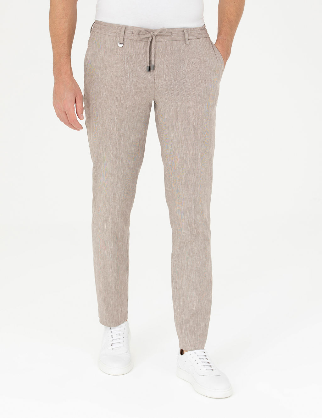 A__k Kahverengi Ex. Slim Fit Keten Kar___ml_ Kuma_ Pantolon