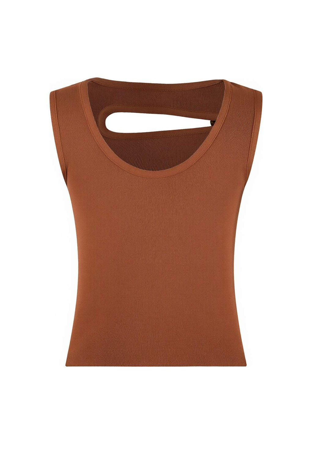 Ac?k Kahverengi Asimetrik Yaka Fitted Triko Ince Bluz TWOSS26BZ00306 - Trendyolmilla фото 6