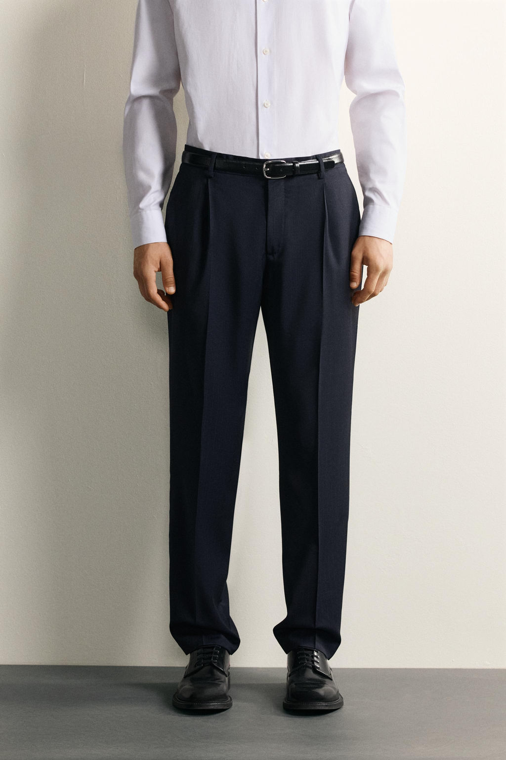 PANTAL?N REGULAR FIT TRAJE RAYA DIPLOM?TICA 100% LANA / Marino