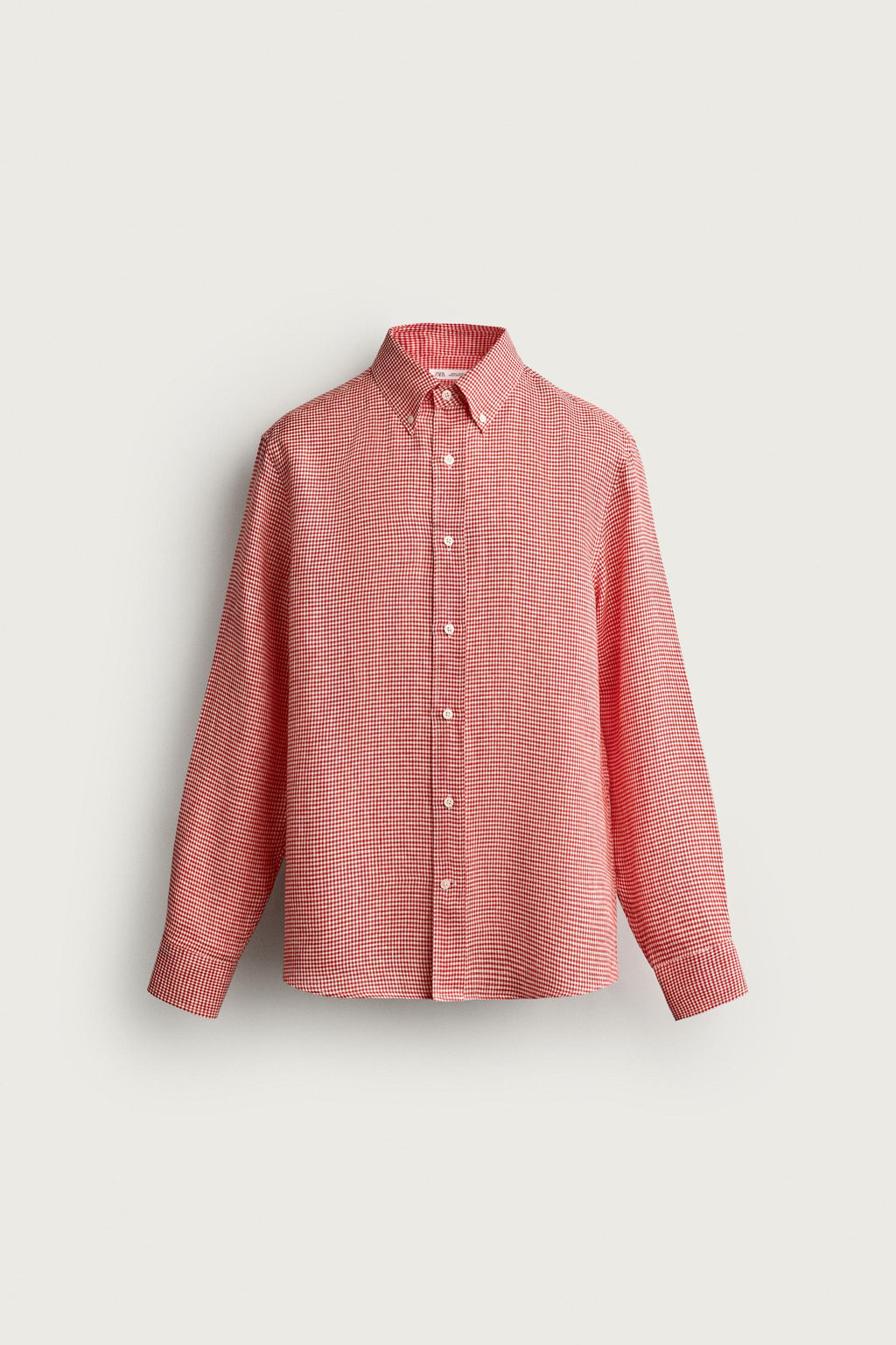 CAMISA REGULAR FIT CUADROS 100% LINO / Rojo - Zara фото 6